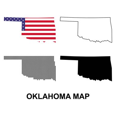 Set of Oklahoma map, united states of america. Flat concept symbol vector illustration .