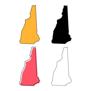 Set of New Hampshire map, united states of america. Flat concept vector illustration .