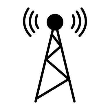 Sinyal kulesi simgesi, kablosuz ağ işareti, anten dalgası radyo vektör çizimi .