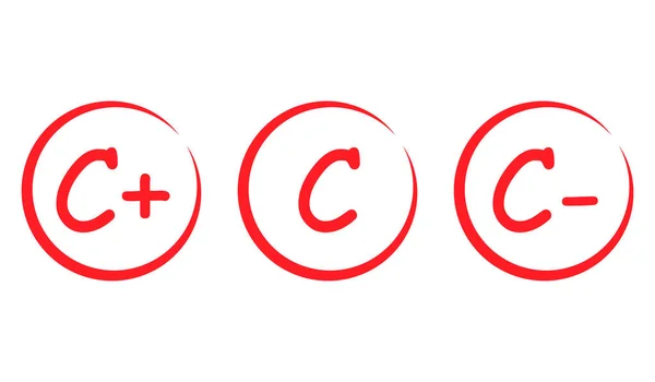 Set Van Resultaten Handgetekend Icoon Rode Cirkel Test Examen Mark — Stockvector