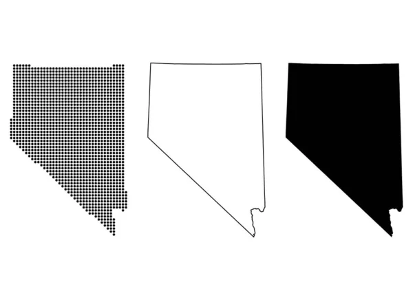 一组内华达州的地图形状 美国的联邦 平面概念图标符号矢量插图 — 图库矢量图片
