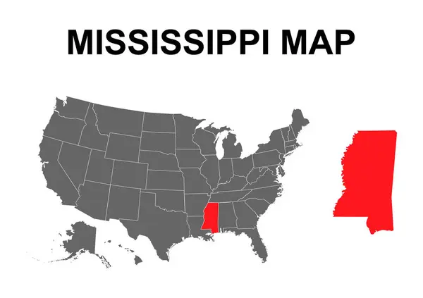 Forma Mapa Mississippi Estados Unidos América Ilustração Vetorial Símbolo Ícone —  Vetores de Stock