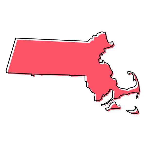 マサチューセッツ州の地図の形 アメリカ合衆国 フラットコンセプトアイコンシンボルベクトルイラスト — ストックベクタ
