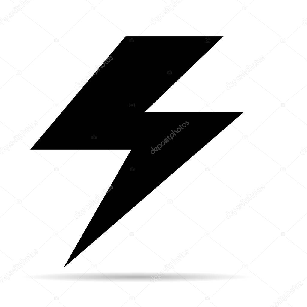 Light flash icon shadow, electric charge power symbol, graphic flat design vector illustration .
