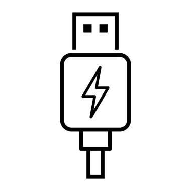 USB kablo ikonu teknolojisi, bağlantı aygıtı işareti, elektronik taşınabilir sembol, vektör illüstrasyon ortamı .