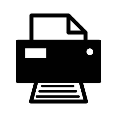 Yazıcı belgesi web simgesi, yazdırma makinesi teknolojisi düz işaret çizimi .
