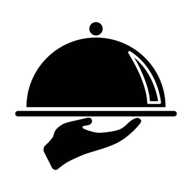 Waiter tray icon, dish menu restaurant web symbol, lunch design vector illustration .