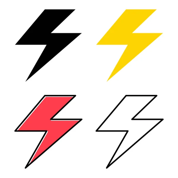 Set Light Flash Icon Electric Charge Power Symbol Graphic Flat — Stockvector