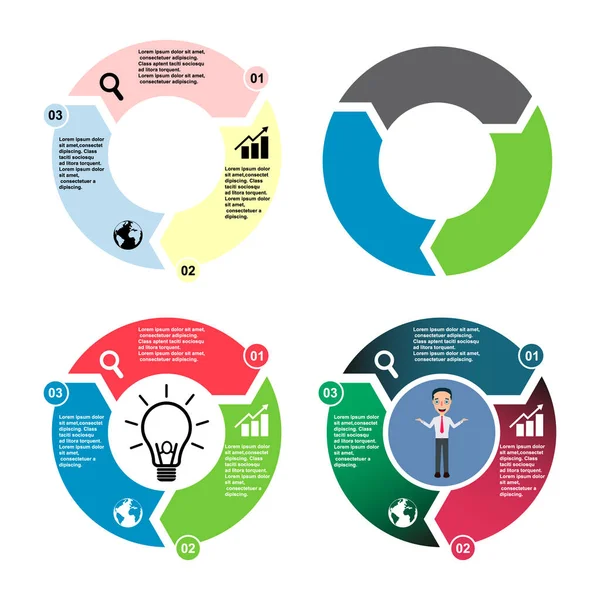 Set Chart Infographic Business Template Icon Pie Circle Diagram Visualization — 스톡 벡터