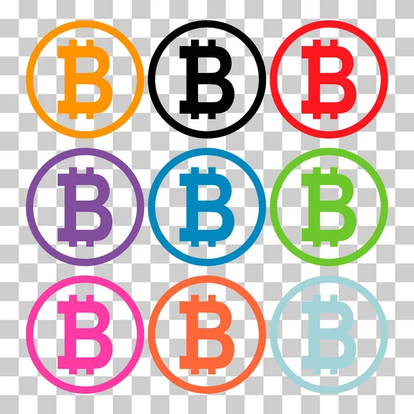 Set Bitcoin Web Coin Internet Electronic Crypto Design Symbol Digital — стоковий вектор