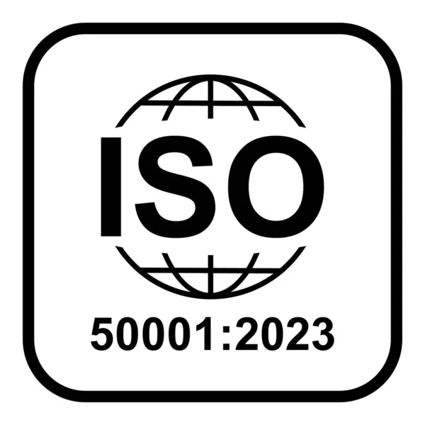 Iso 50001 2023 Simgesi Enerji Daresi Standart Kalite Sembolü Siyah — Stok Vektör
