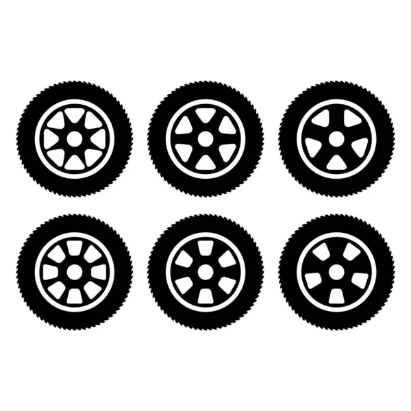 Set Auto Car Wheel Icon Vehicle Tire Rim Symbol Automotive — Vector de stock