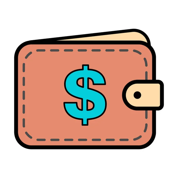 Peněženka Dolar Ikona Finance Plochý Symbol Ekonomika Vklad Hotovosti Vektorové — Stockový vektor