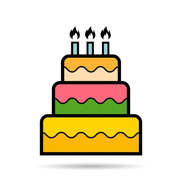 Słodki Cień Ikony Ciasto Symbol Jedzenie Deser Piekarnia Szczęśliwy Dzień — Wektor stockowy