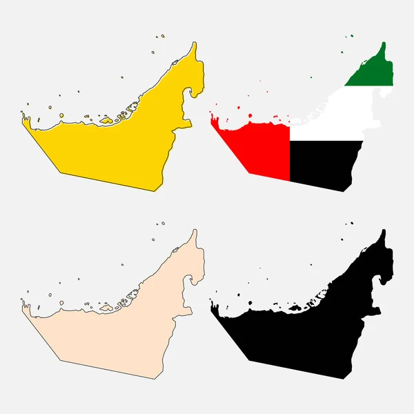 一套阿拉伯联合酋长国地图图标 地理空白概念 图形背景矢量图解 — 图库矢量图片