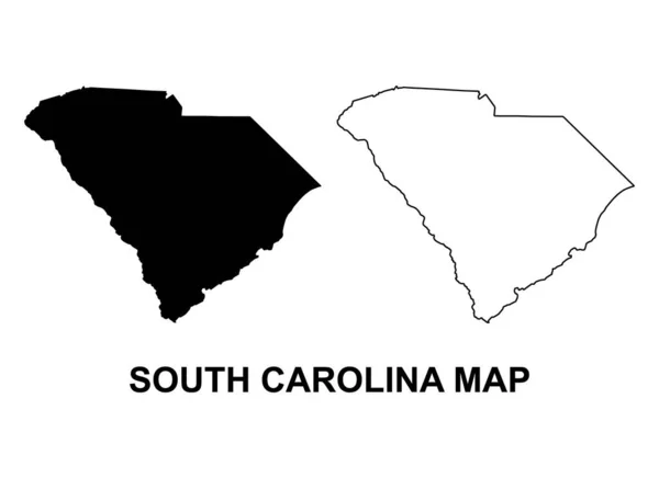 Set South Carolina Map United States America Flat Concept Symbol — Vettoriale Stock