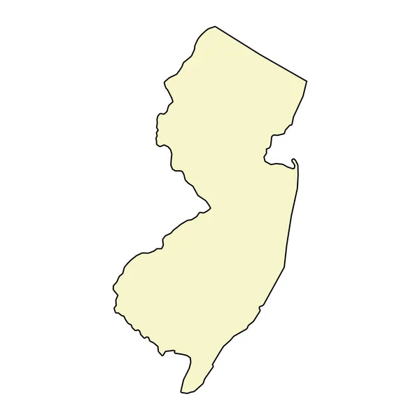 New Jersey Kartan Amerikas Förenta Stater Platt Begrepp Ikon Symbol — Stock vektor