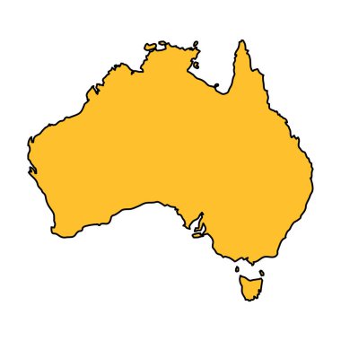 Avusturalya harita simgesi, coğrafi boşluk konsepti, izole edilmiş grafik arkaplan vektörü illüstrasyonu .