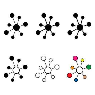 İnbot düz ağ simgesi kümesi, yapısal vektör sembolünü izole edilmiş arkaplan, teknoloji sistemi .
