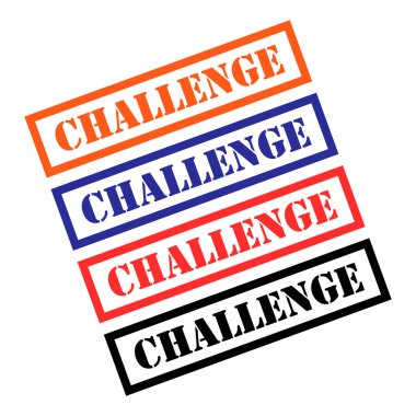 Challenge pul sembolü seti, etiket etiketi işareti düğmesi, metin sancak vektör illüstrasyonu .