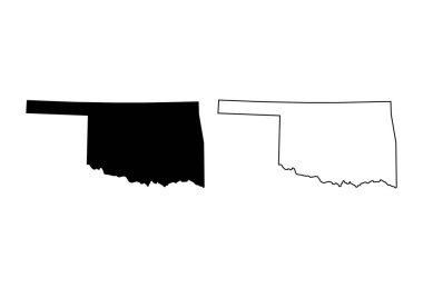 Set of Oklahoma map, united states of america. Flat concept symbol vector illustration .