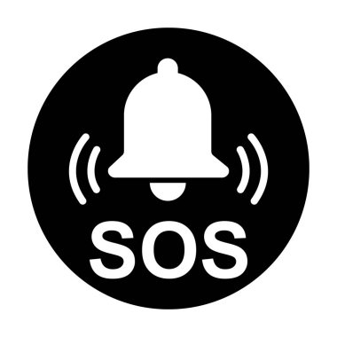 SOS yardım simgesi, güvenlik desteği uyarısı düz tasarım, vektör illüstrasyonunu kaydet .