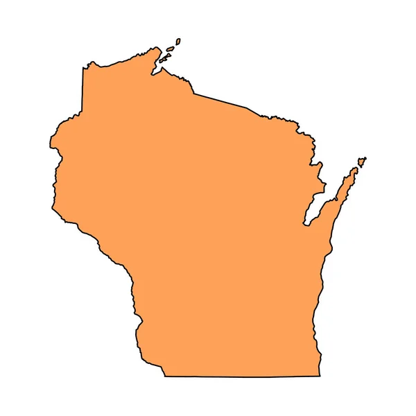 Wisconsin Map Shape United States America Flat Concept Icon Symbol — Stock vektor