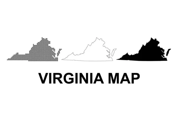 バージニア州の地図の形 アメリカ合衆国のセット フラットコンセプトアイコンベクトルイラスト — ストックベクタ