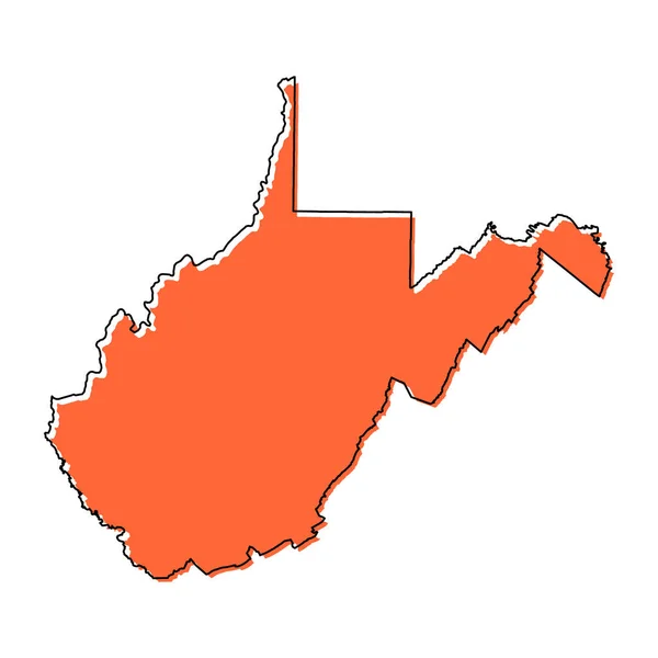 Bentuk Peta Virginia Barat Amerika Serikat Ilustrasi Vektor Simbol Konsep - Stok Vektor