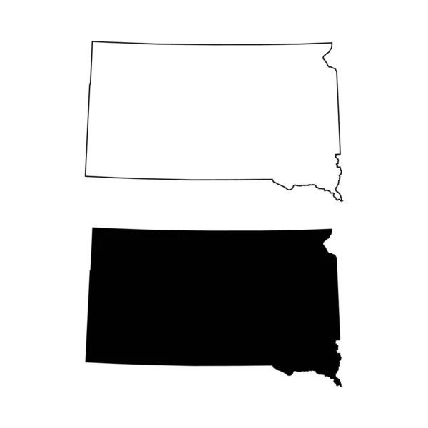 一套南达科他州的地图形状 美国的联合州 平面概念矢量说明 — 图库矢量图片