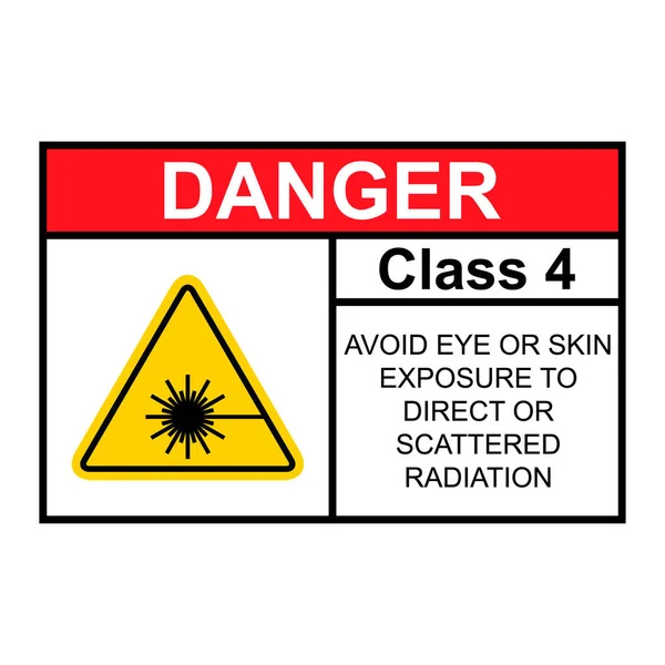 Laser Radiation Danger Class Label Icon Safety Information Symbol Vector — Vettoriale Stock