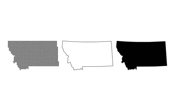 Set Montana Map United States America Flat Concept Icon Symbol — 스톡 벡터