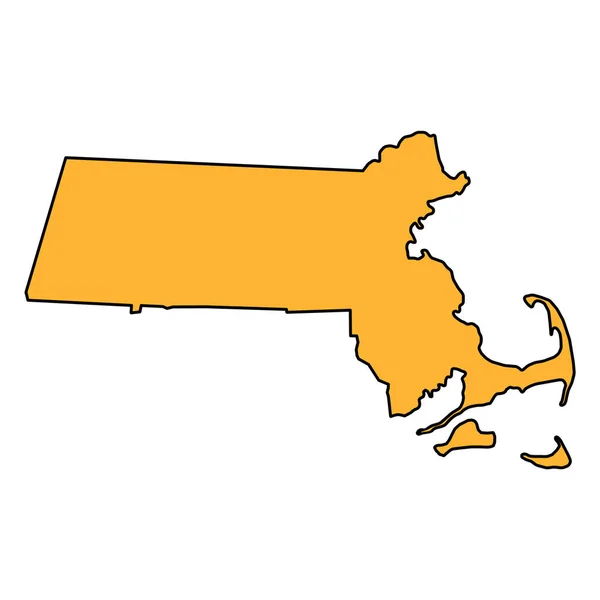 Massachusettská Mapa Spojené Státy Americké Ilustrace Vektorového Symbolu Ploché Koncepce — Stockový vektor
