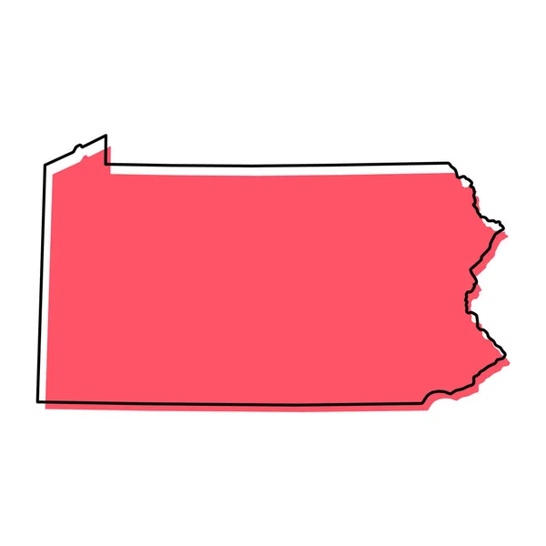 Pennsylvania Kaart Vorm Verenigde Staten Van Amerika Vlakke Concept Pictogram — Stockvector