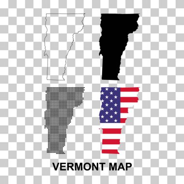 Set of Vermont map shape, united states of america. Flat concept vector illustration .