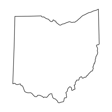 Ohio haritası şekli, Amerika Birleşik Devletleri. Düz konsept simge vektör çizimi .