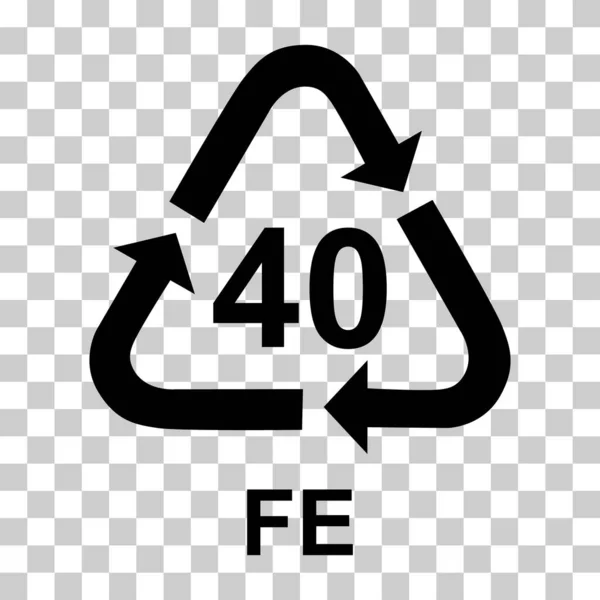 Metalen Symbool Ecologie Recycling Teken Geïsoleerd Witte Achtergrond Pictogram Verpakkingsafval — Stockvector