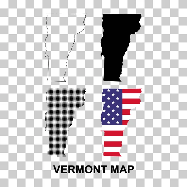 Set Vermont Map Shape United States America Flat Concept Vector — Image vectorielle