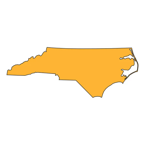 Kuzey Carolina Haritası Şekli Amerika Birleşik Devletleri Düz Konsept Vektör — Stok Vektör