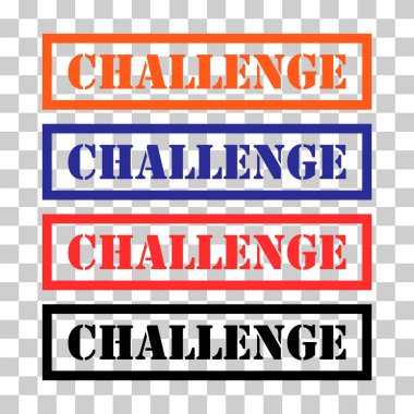 Challenge pul sembolü seti, etiket etiketi işareti düğmesi, metin sancak vektör illüstrasyonu .