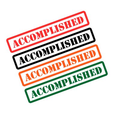 Set of Accomplished stamp symbol, label sticker sign button, text banner vector illustration .