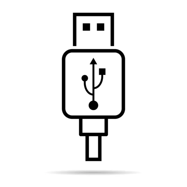 Usb Plug Cable Icon Technology Shadow Connect Device Sign Electronic — Vettoriale Stock