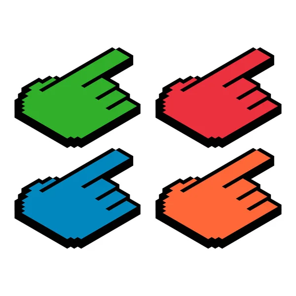 Set Finger Ixometric Pixel Web Cursor Click Mouse Symbol Computer — Stock Vector