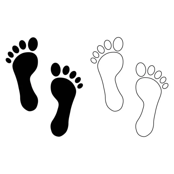 Set Foot Print Human Sign Track Walking Icon Outline Vector — Archivo Imágenes Vectoriales