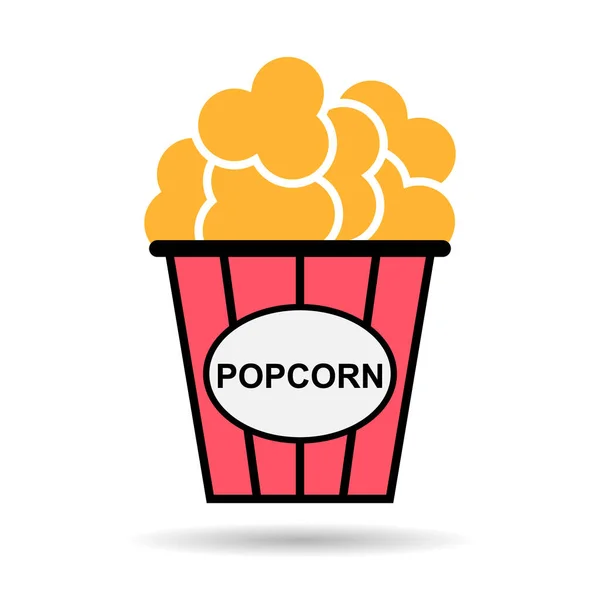 Popcorn Food Design Shadow Icon Web Corn Box Snack Flat — Stock Vector