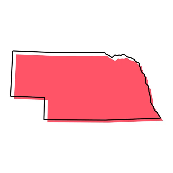 内布拉斯加州的地图形状 美国的联邦 平面概念图标符号矢量插图 — 图库矢量图片