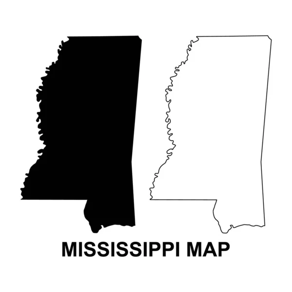 Conjunto Mapa Mississippi Estados Unidos América Icono Concepto Plano Vector — Vector de stock