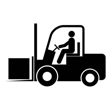 Forklift taşıma simgesi, endüstri aracı makine sembolü, çatal kamyon depo vektör illüstrasyonu .