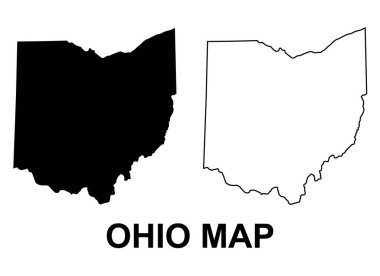 Ohio haritası seti, Amerika Birleşik Devletleri. Düz konsept vektör çizimi .
