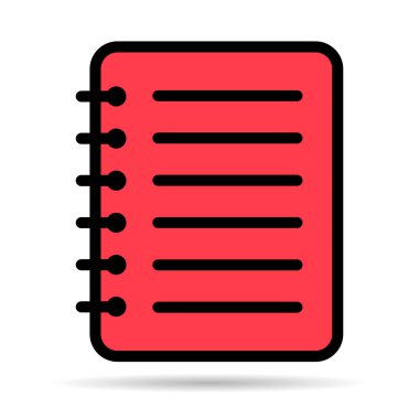 Spiral notebook shadow icon, paper blank page symbol, note web flat vector illustration .